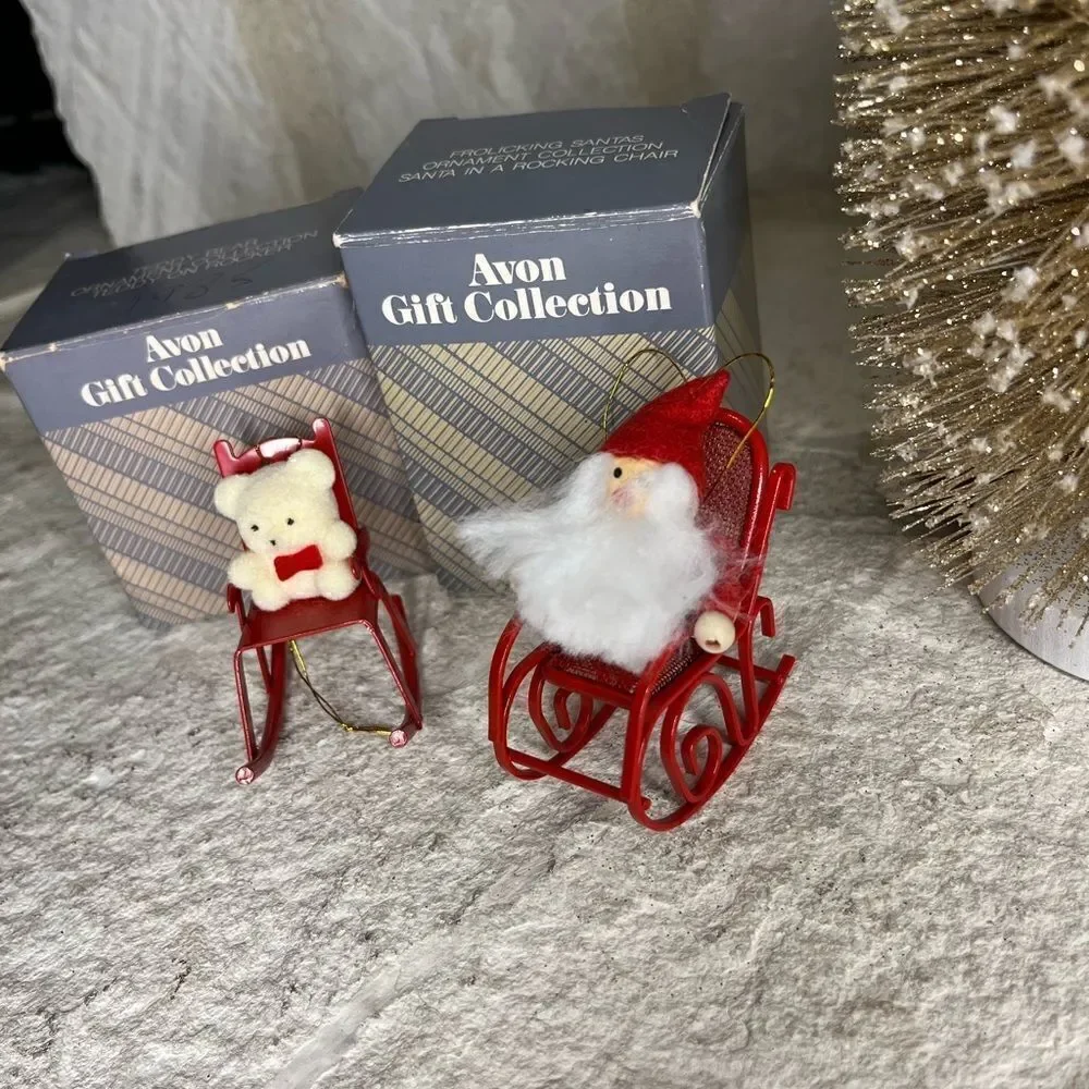 Avon gift collection Santa and Teddy in Rocker